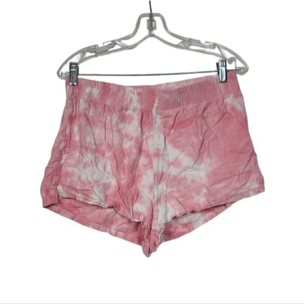 PacSun White Pink Printed Tie Dye Stretch Shorts L